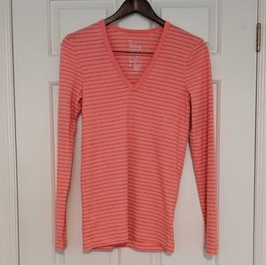 🚩2 for $15 - Neon Coral Striped Tee
